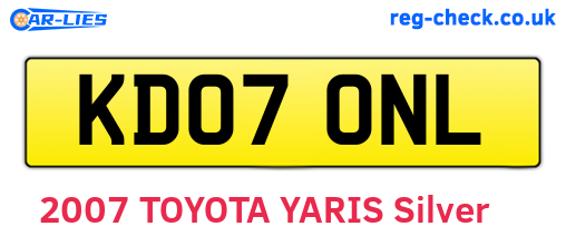 KD07ONL are the vehicle registration plates.