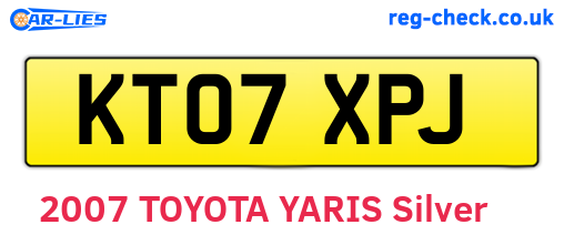 KT07XPJ are the vehicle registration plates.