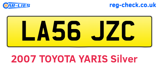LA56JZC are the vehicle registration plates.