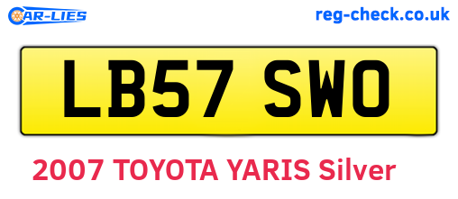 LB57SWO are the vehicle registration plates.