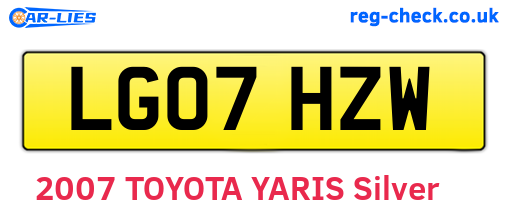 LG07HZW are the vehicle registration plates.