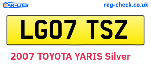 LG07TSZ are the vehicle registration plates.