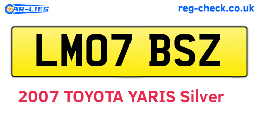 LM07BSZ are the vehicle registration plates.