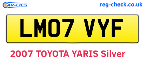LM07VYF are the vehicle registration plates.