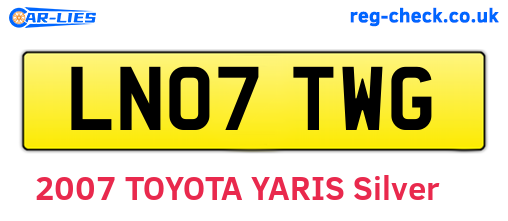 LN07TWG are the vehicle registration plates.