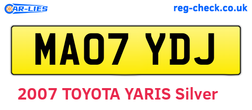 MA07YDJ are the vehicle registration plates.