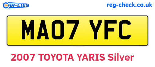 MA07YFC are the vehicle registration plates.