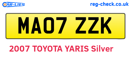MA07ZZK are the vehicle registration plates.