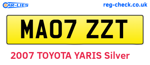 MA07ZZT are the vehicle registration plates.