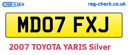 MD07FXJ are the vehicle registration plates.