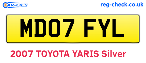 MD07FYL are the vehicle registration plates.