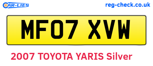 MF07XVW are the vehicle registration plates.