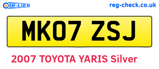 MK07ZSJ are the vehicle registration plates.