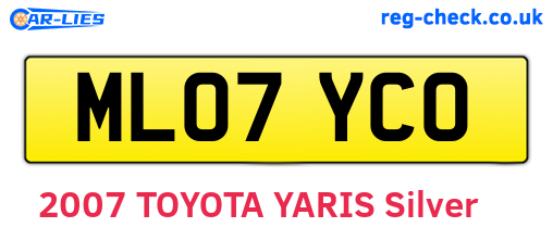 ML07YCO are the vehicle registration plates.