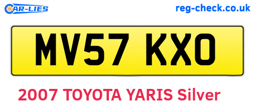 MV57KXO are the vehicle registration plates.