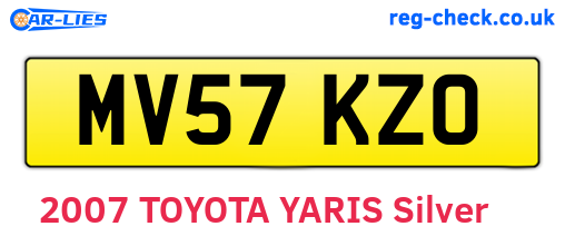 MV57KZO are the vehicle registration plates.