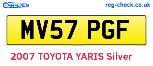 MV57PGF are the vehicle registration plates.