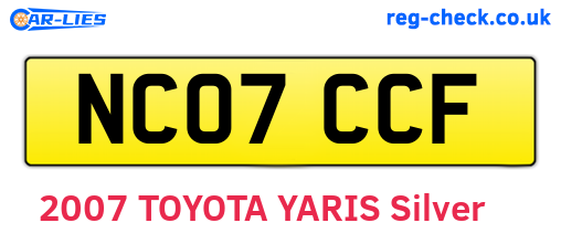 NC07CCF are the vehicle registration plates.
