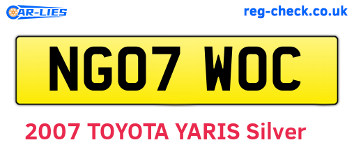 NG07WOC are the vehicle registration plates.