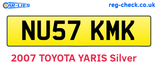 NU57KMK are the vehicle registration plates.