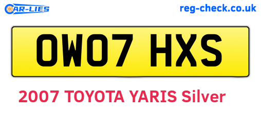 OW07HXS are the vehicle registration plates.