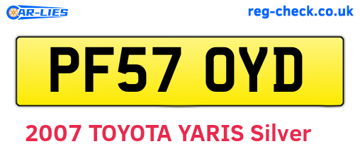 PF57OYD are the vehicle registration plates.
