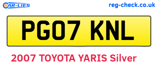 PG07KNL are the vehicle registration plates.