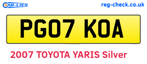 PG07KOA are the vehicle registration plates.