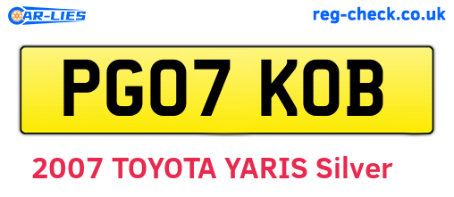 PG07KOB are the vehicle registration plates.