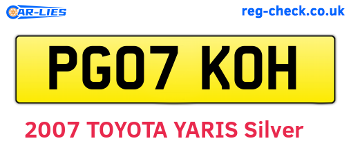 PG07KOH are the vehicle registration plates.