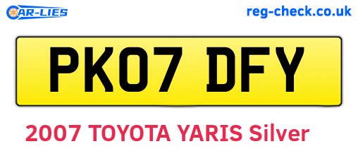 PK07DFY are the vehicle registration plates.