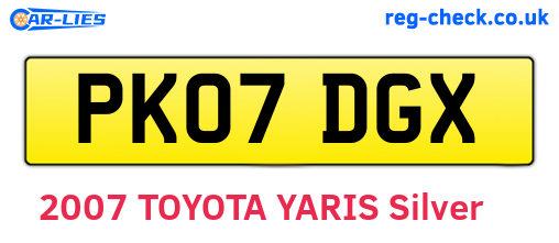 PK07DGX are the vehicle registration plates.