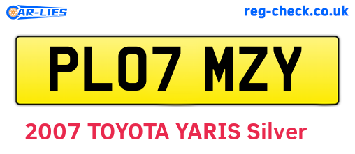 PL07MZY are the vehicle registration plates.
