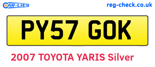 PY57GOK are the vehicle registration plates.