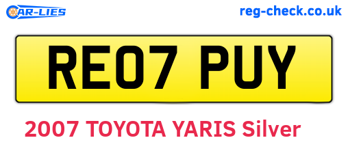 RE07PUY are the vehicle registration plates.
