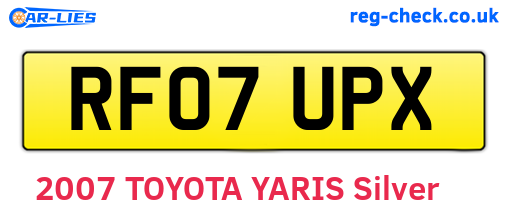 RF07UPX are the vehicle registration plates.