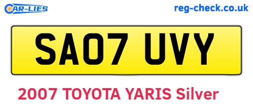 SA07UVY are the vehicle registration plates.