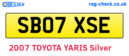SB07XSE are the vehicle registration plates.