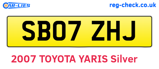 SB07ZHJ are the vehicle registration plates.