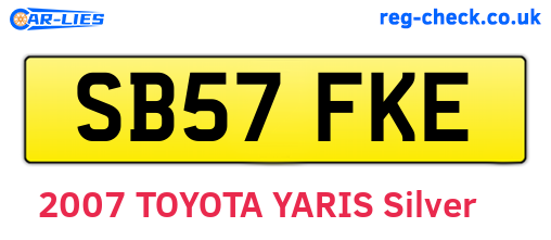 SB57FKE are the vehicle registration plates.