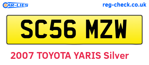 SC56MZW are the vehicle registration plates.