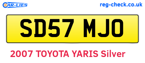 SD57MJO are the vehicle registration plates.