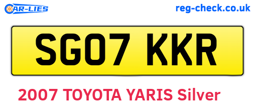 SG07KKR are the vehicle registration plates.