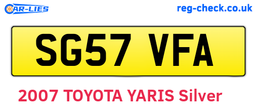 SG57VFA are the vehicle registration plates.