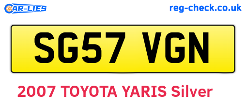 SG57VGN are the vehicle registration plates.
