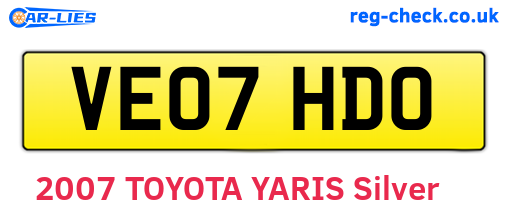 VE07HDO are the vehicle registration plates.