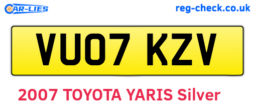 VU07KZV are the vehicle registration plates.