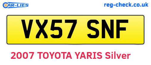 VX57SNF are the vehicle registration plates.