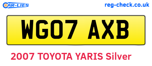 WG07AXB are the vehicle registration plates.