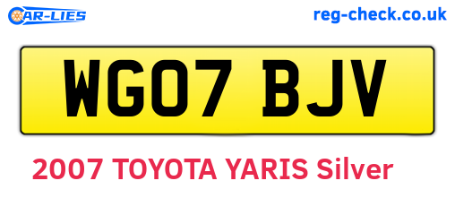 WG07BJV are the vehicle registration plates.